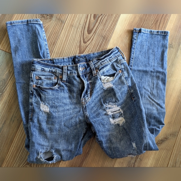 Aero Aeropostale Distressed Skinny Acid Wash Denim Jeans 28x30 - Picture 2 of 8